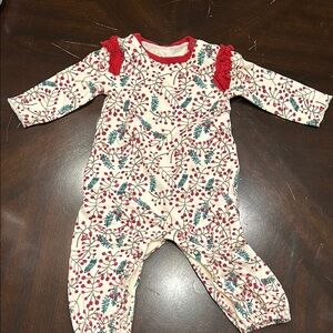 Floral Baby Onesie - Red and White